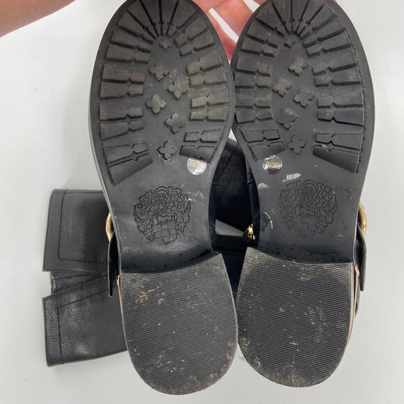 Vince Camuto Boots Womens 6 Black Leather Mid Calf Moto Harness Side Zip - Picture 12 of 13